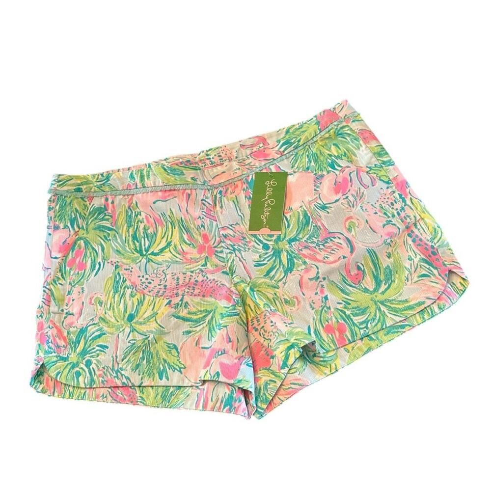 NWT Lilly Pulitzer Adie Shorts Seasalt Blue On Parade Jungle Zoo  Animal Size 10